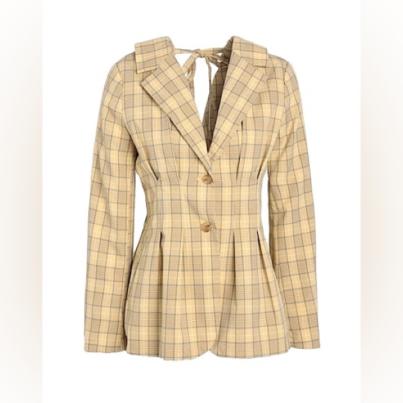 Topshop Yellow Plaid Women’s Blazer | Size 2 - Picture 2 of 11